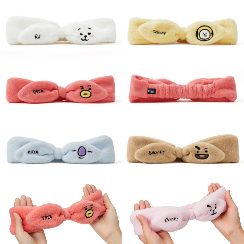 

Kawaii Bt21 Anime Surroundings Cartoon Cute Love Pony Plush Makeup Hairband Headband for Girlfriend Gifts
