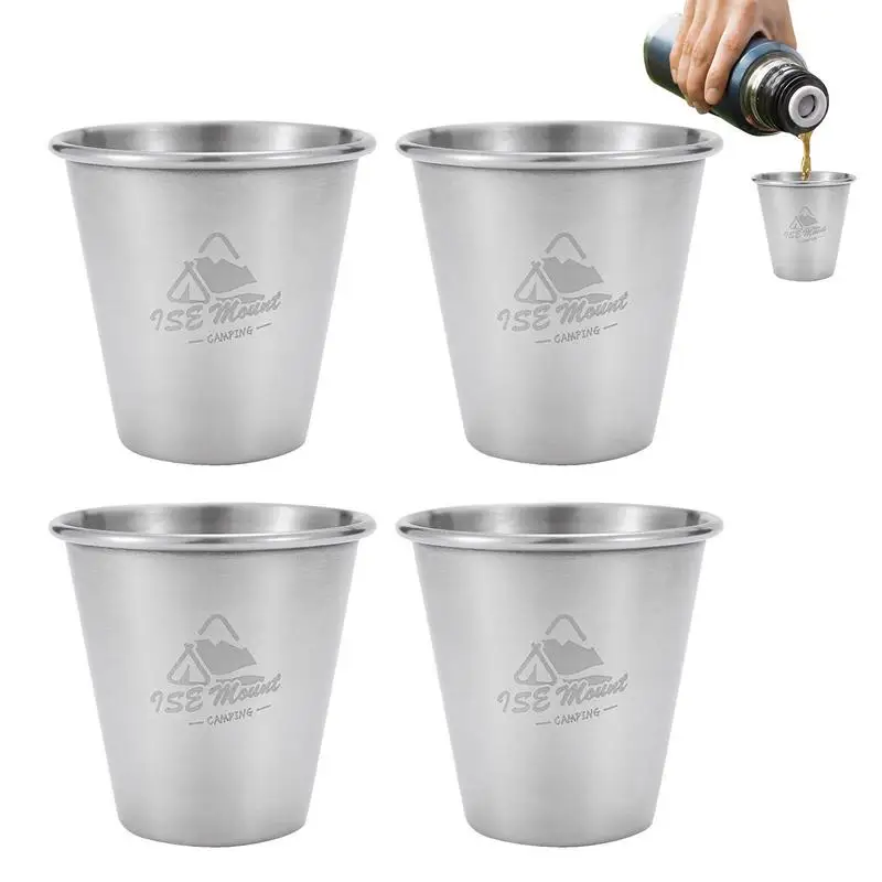 

Stainless Steel Insulated Cup 80ml Stackable Metal Drinking Glasses 4pcs Drinkware Outdoors Stainless Steel Cups Water Tumbler