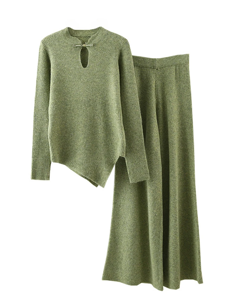 Женский Асимметричный свитер в китайском стиле с воротником-стойкой и широкими