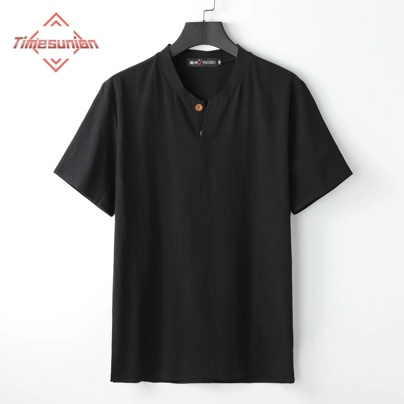 

t shirt for men футболка оверсайз футболка мужская футболки мужские Мужская одежда китайский стиль свободные футболки для мужчин стоять CollaShort рукав футболка хлопок льняная футболка для женщин бесплатная доставка