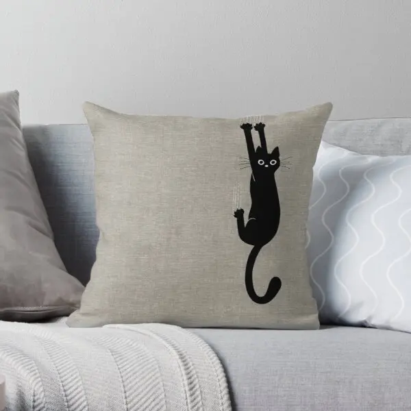 

Black Cat Holding On Printing Throw Pillow Cover Case Sofa Office Home Decor Hotel Square Fashion Anime Pillows not include
