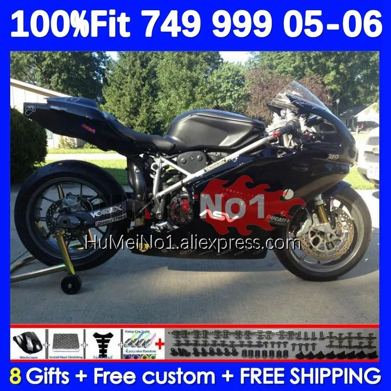 

Кузов OEM для DUCATI 749 999 S R 749R 999R, корпус 123No.78 749-999 2005 2006 749S 999 S 05 06, комплект обтекателей под давлением, черный