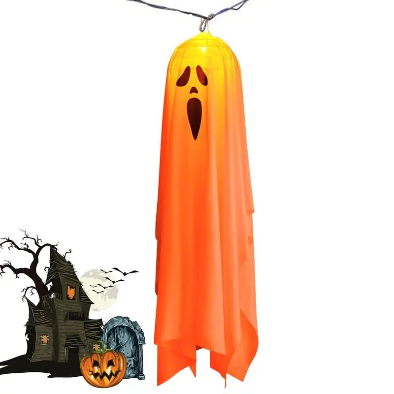 

Halloween Lighted Ghost Decor Led Lights Windsock Flags Spooky Ornaments Spooky Windsock Flags Outdoor Decorations Waterproof