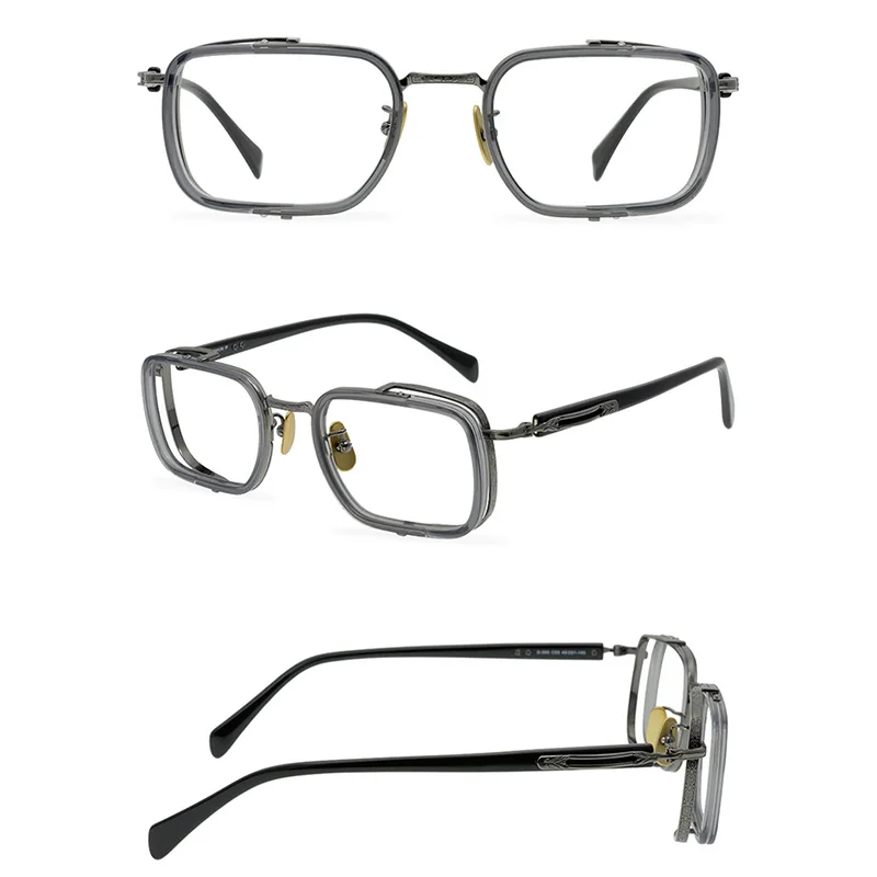 Belight Optical Titanium with Acetate Strong Power Prescription Fits Vintage Retro Eyeglasses Spectacle Frame Eyewear E-055