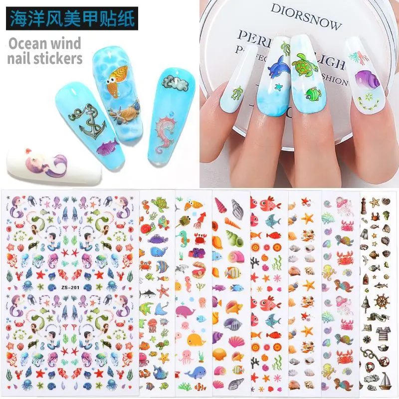 

3D Nail Stickers Back Glue 3Children's Ocean Starfish Nail Art Decal Decoration For Nail Tip Beauty