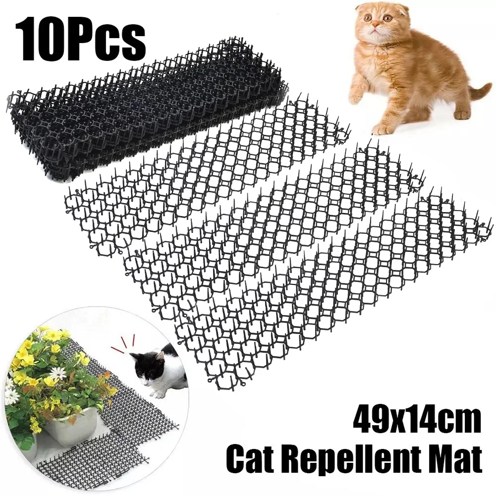 10Pcs Cat Scat Mat Repellent Mat AntiCat With Prickle Strips Spikes Straps Deterrent Keep Cat Dog Away Digging Gardening