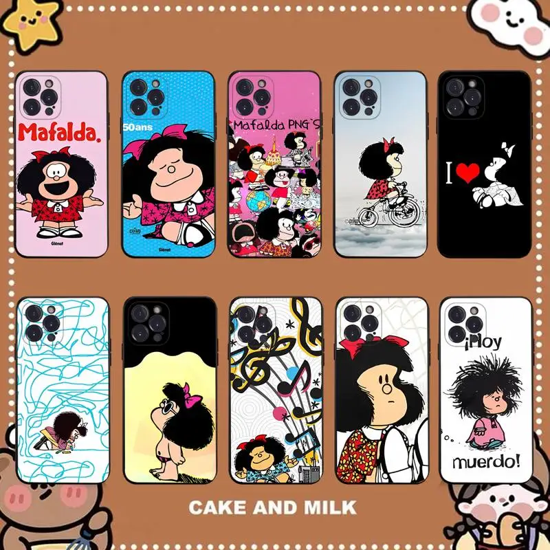 

Hot Mafalda Phone Case for iPhone 11 12 13 mini pro XS MAX 8 7 6 6S Plus X 5S SE 2020 XR case
