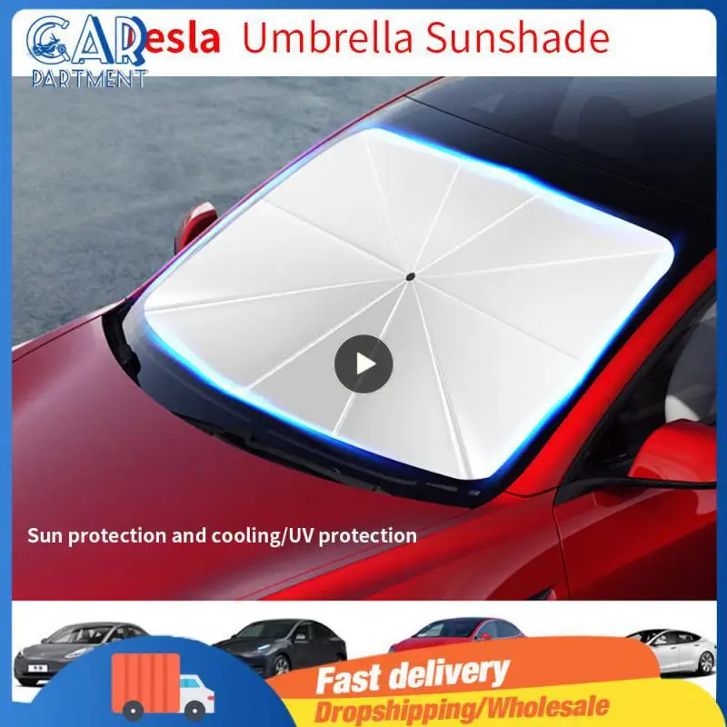 

Car Sunshade Heat Insulation For Tesla Model 3/y/x/s Series Dedicated Sun Visor Sun Protection Car Windshield Sunshade Umbrella