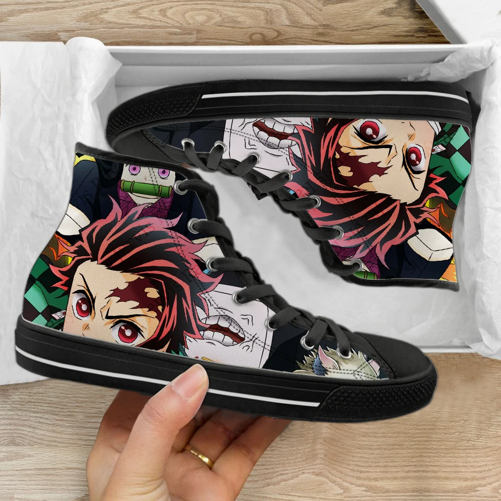 

ELVISWORDS Print Anime Ladies High Top Canvas Shoes Woman Leisure Lightweight Sneakers Soft Sole Girls Shoes chaussure femme