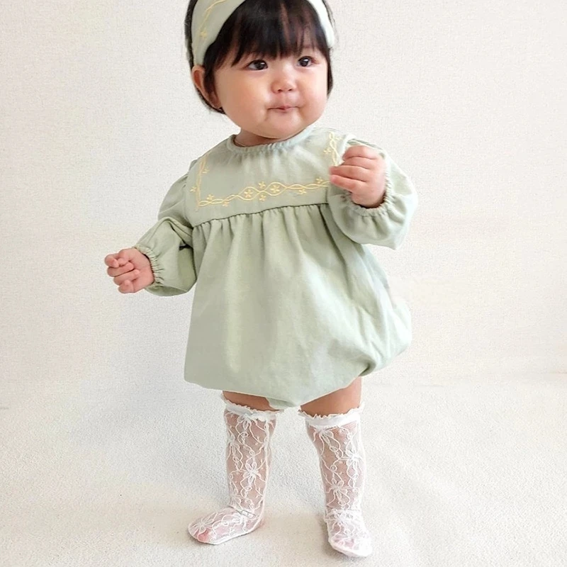 

Baby Boys Girls Long Sleeves Rompers Toddler Rompers Clothes Newborn Baby Girls Spring Autumn Jumpsuit Rompers+Hair Band 2pcs