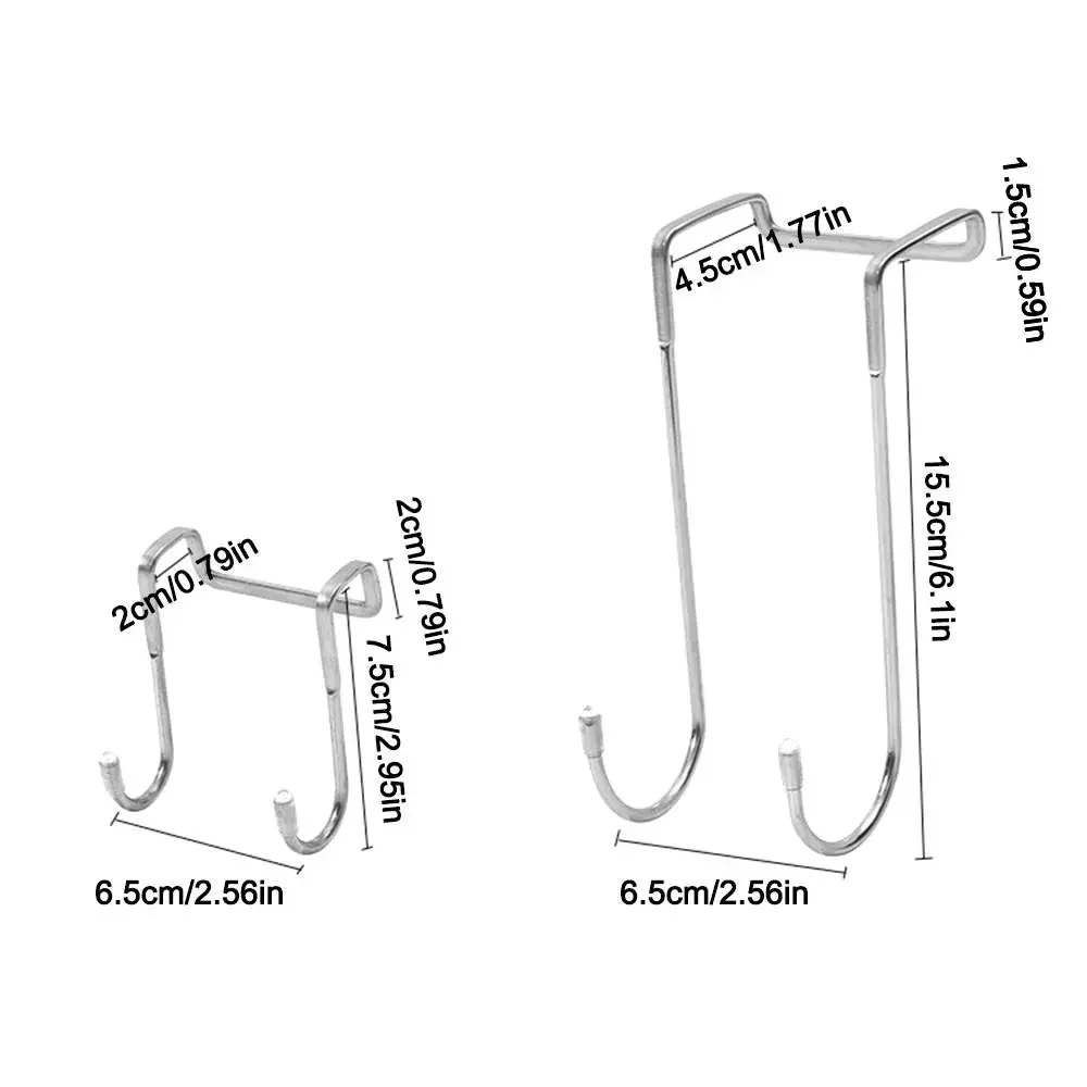 304 Stainless Steel Double S-Shape Hook Free Punching Cabinet Door Back Type Coat Towel Storage Hanger for Kitchen Bathroom