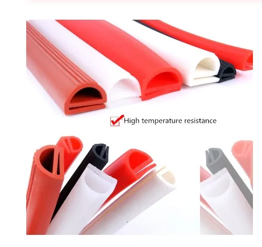 

High temperature resistant silicone seal E Type Strip Red White E Shape Silicone Stirp Door Oven Freezer Door Oven Steaming