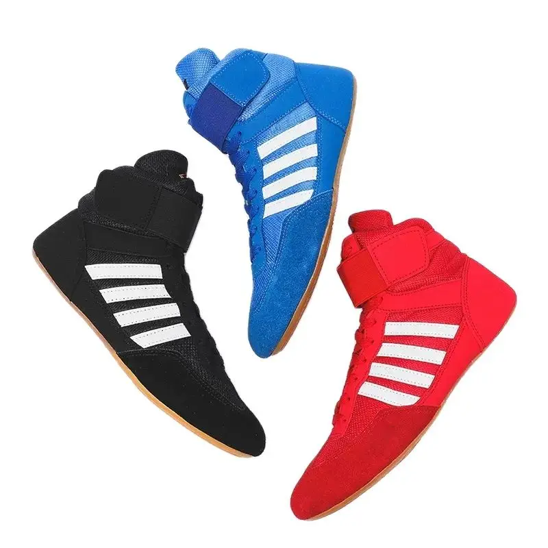 High Top Unisex Boxing Shoes Professional Wrestling Fighting Weightlifting Shoes Breathable Wrestling Sneaker Anti-Slip Sole