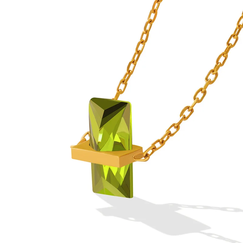 

Amaiyllis 18K Gold Light Luxury Emerald Zircon Clavicle Chain Pendant Necklace Simple Collar Necklace Jewelry For Women