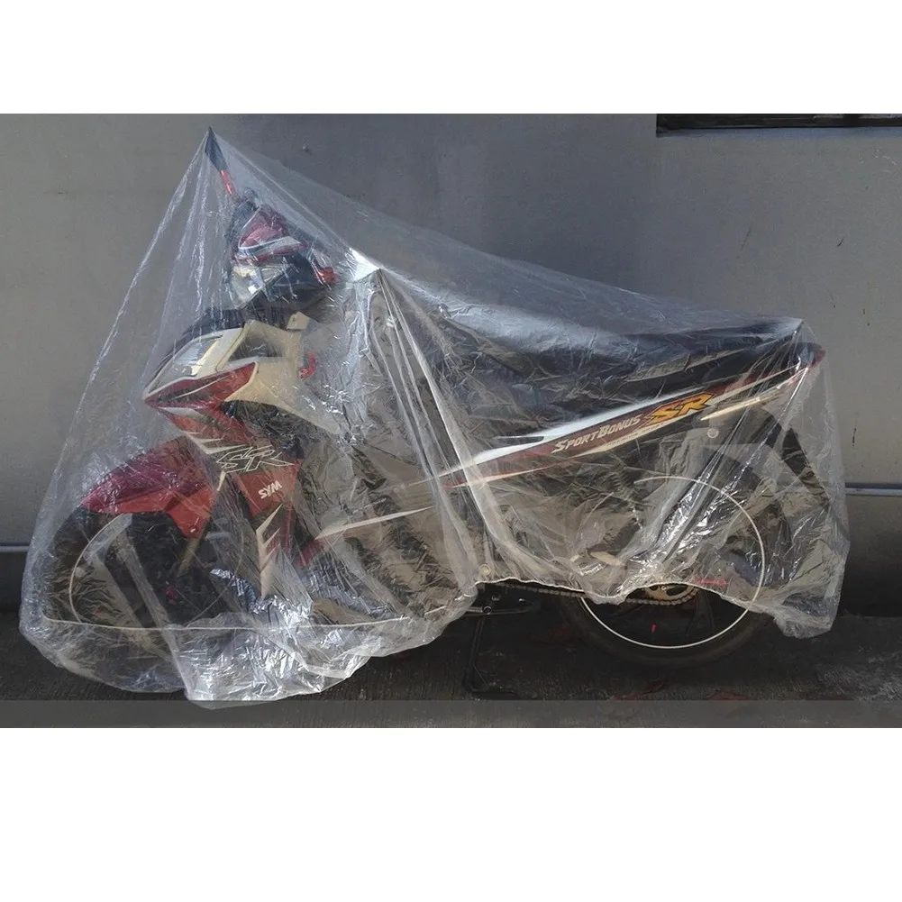 

M L XL Motorcycle Cover Disposable Transparent Protector Covers All Season Outdoor Waterproof Bike Scooter Rain Dustproof Covers