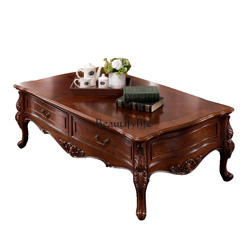 Американский журнальный столик из цельного дерева прямоугольный европейский в