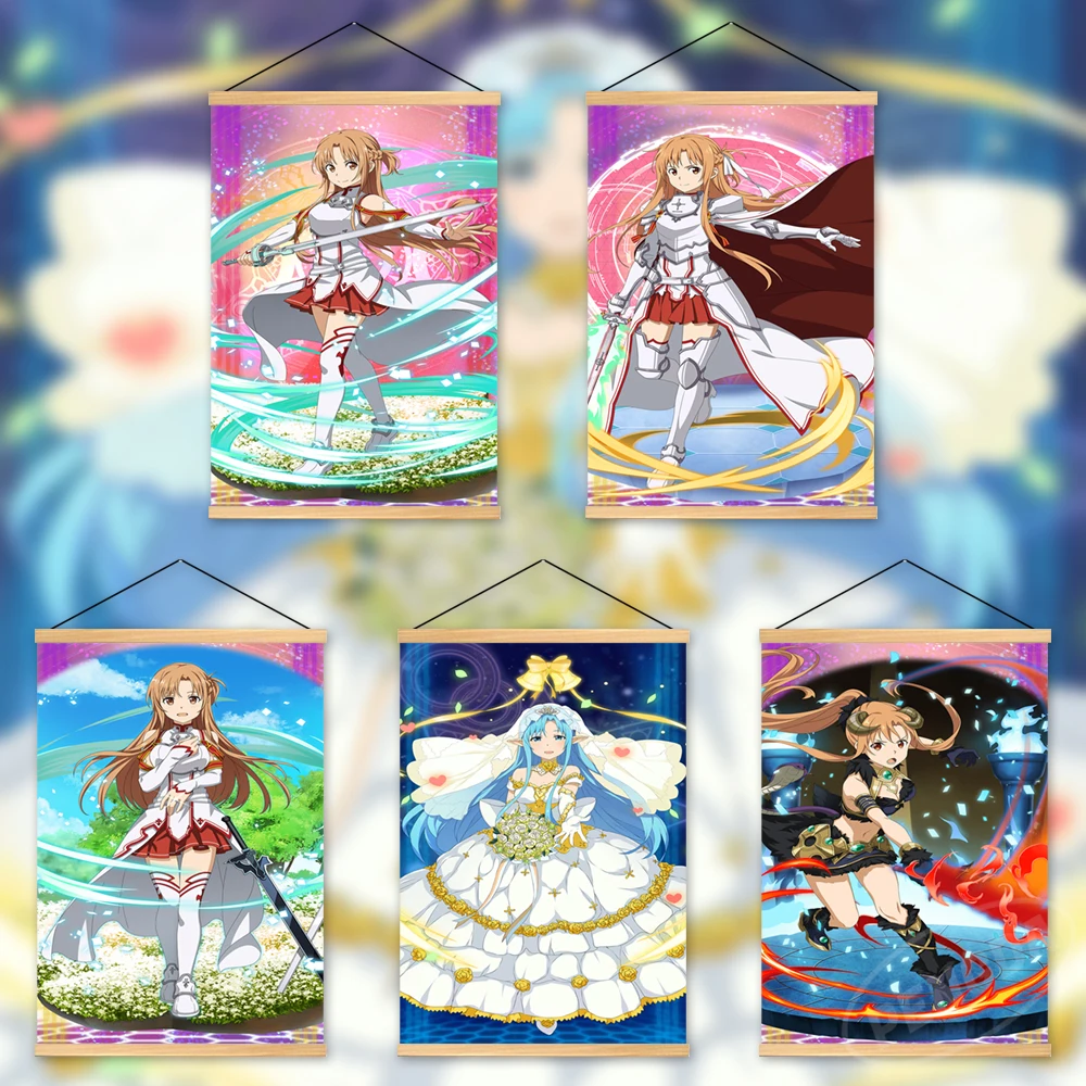 

Hd Печать на холсте меч искусство онлайн деревянная подвеска Yuuki Asuna домашний декор живопись аниме картины плакат настенное Искусство гостин...