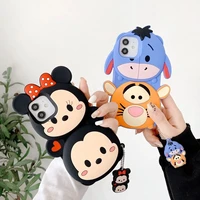 cute overlay avatar mickey and minnie tigger eeyore silicone cover for iphone11 12 13 13promax 7 8 plus case