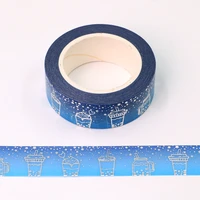 2022 new 10pcslot foil kleirn blue milk tea washi tape scrapbooking stationery office supply masking tape 15mm10m