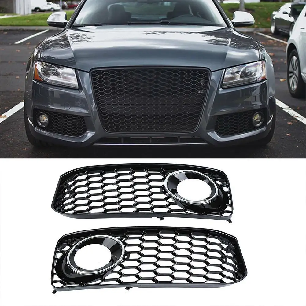 

2 Pcs Lower Mesh Fog Lamp Grille Honeycomb Light Frame Modified Parts Compatible For A5 S5 2008-2011