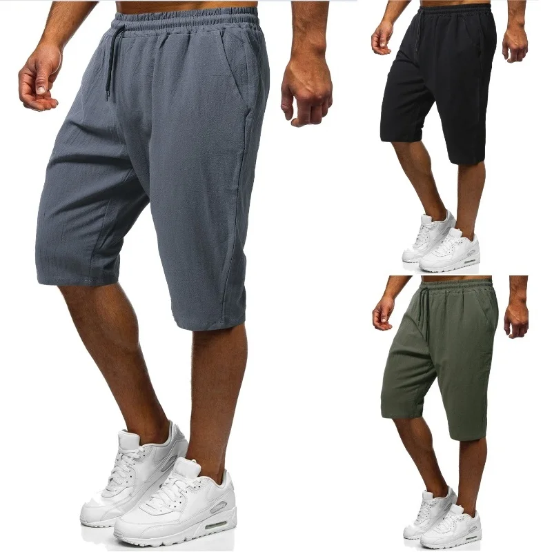 

2022 summer new men's shorts Chinese style casual cotton and linen sports shorts five points straight pants
