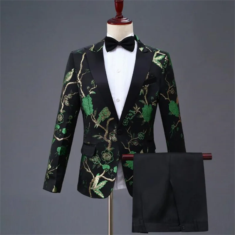 

Singer stage suits for men blazer boys prom mariage suits fashion slim masculino latest coat pant designs chorus groom clothes