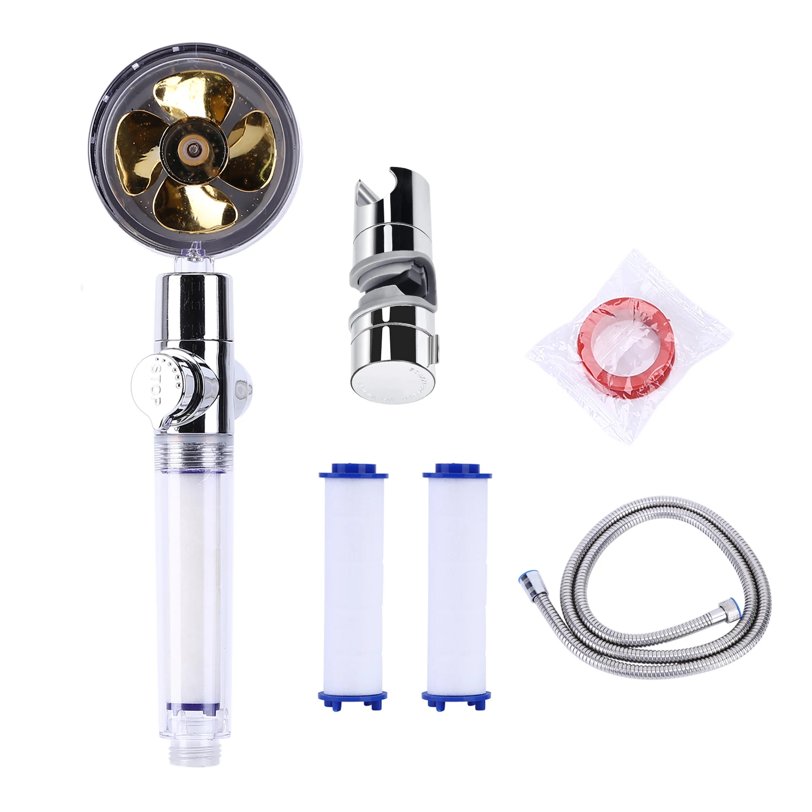 

High Pressure Bath Shower Adjustable Rainfall Turbo Fan Shower Head with Filter & Bracket Saving Water Bathroom Accessories