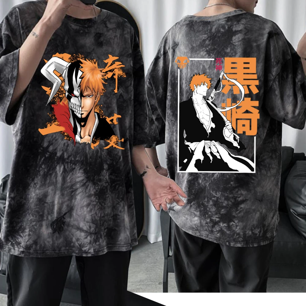 

Аниме футболка отбеливатель Kurosaki модный Харадзюку хип-хоп мужской женский топ с коротким рукавом