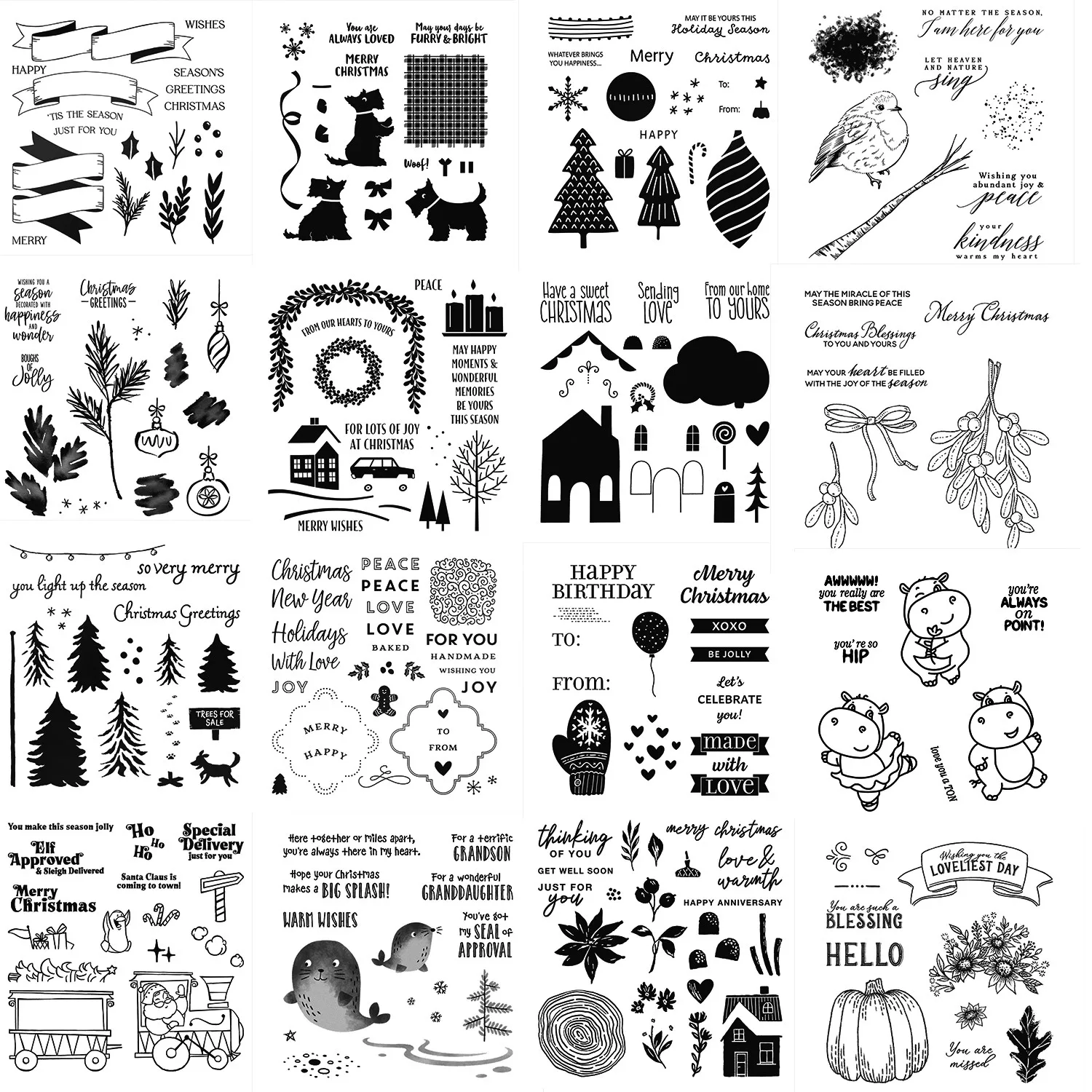 

Christmas Greetings Santa Claus Trees Transparent Clear Stamps For Scrapbooking Holiday Season Silicone Stamp Cards 2022 New