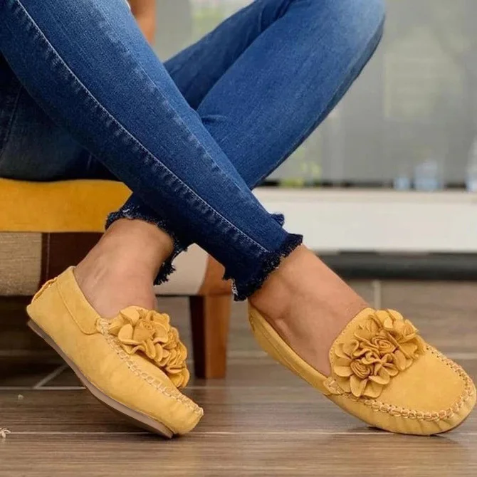 

New Women's Casual Flat Shoes Shallow Mouth Flowers Platform Loafers Fashion Slip-on Comfort Vulcanized Shoes Chaussures Femme