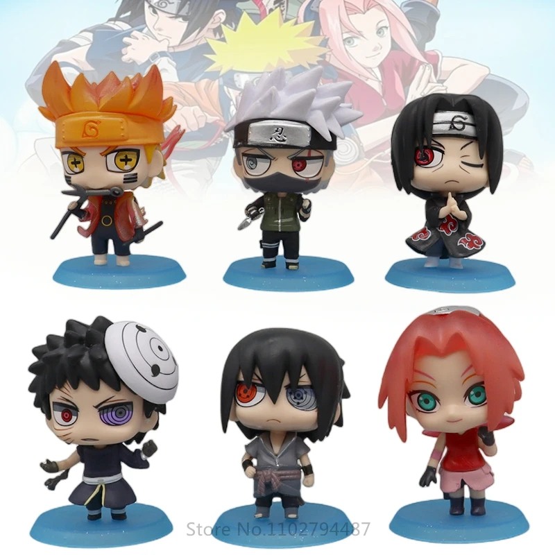 

6pcs Anime Naruto Action Figures Kakashi Uchiha Sasuke Uzumaki Naruto Collection Model Doll Toys Gifts for Kids Boys Decoration