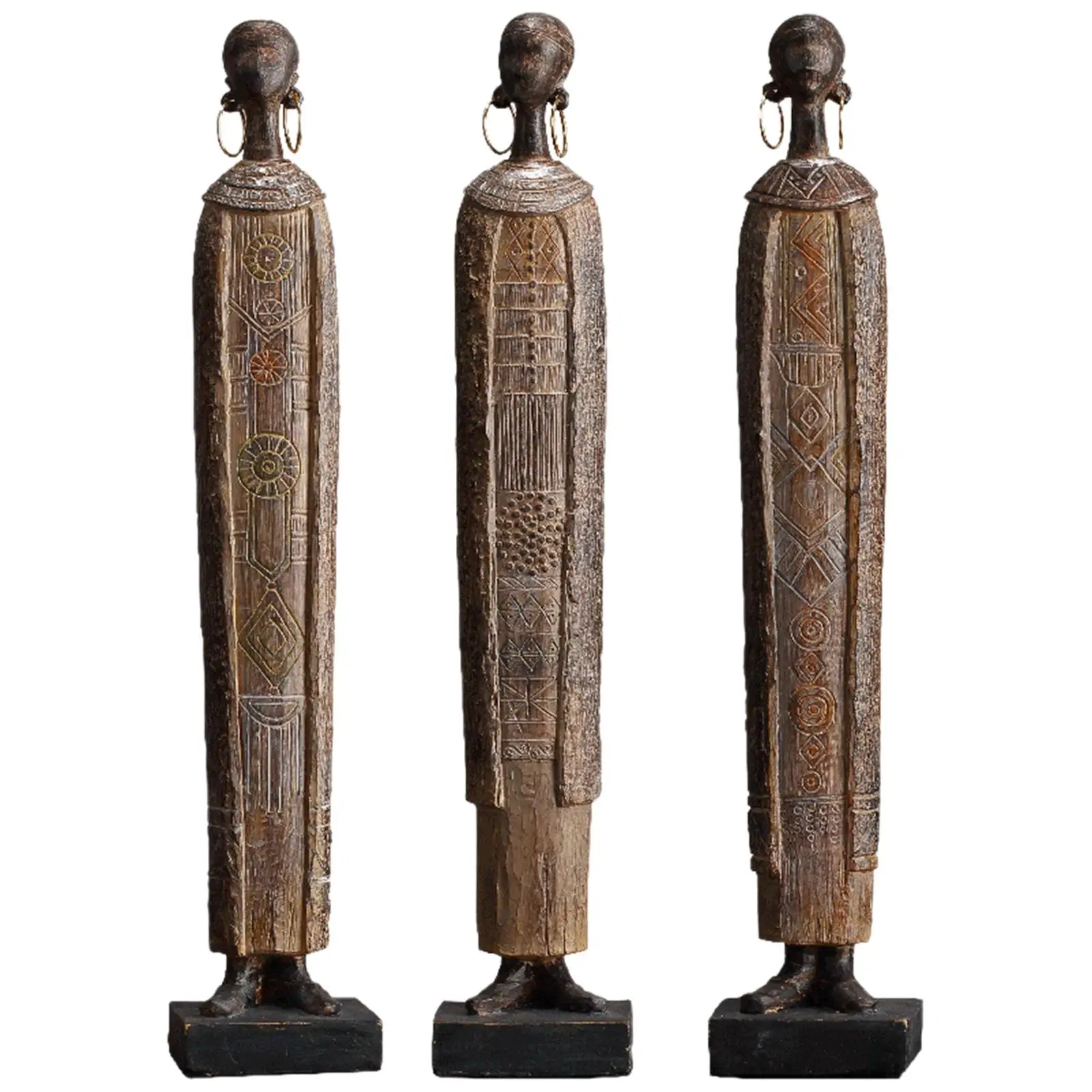 

Ethnic Style African Statue Sculpture Resin Figurines Tribal Lady Collectible Desktop Dolls Ornament for Cabinet Bedroom Decor