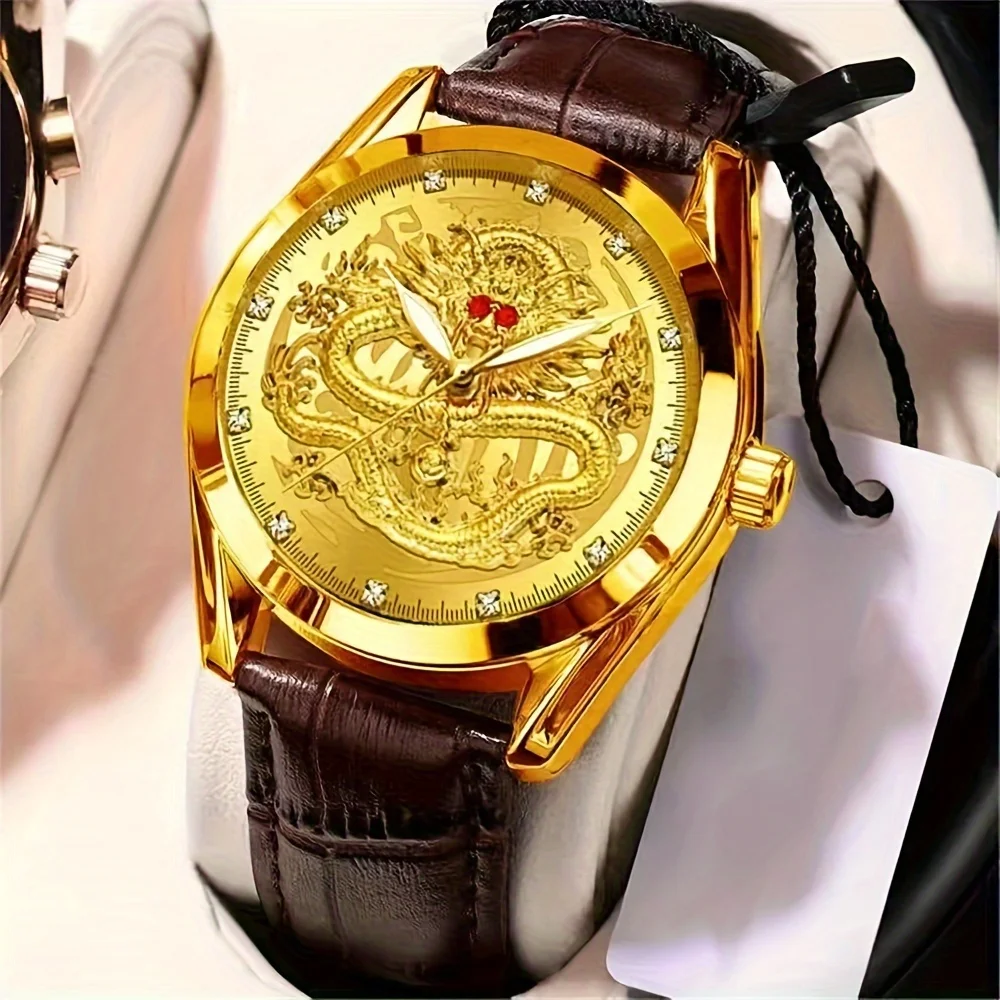 Элегантные Ретро Китайские Драконы Высококачественный Дизайн Мужские Кварцевые