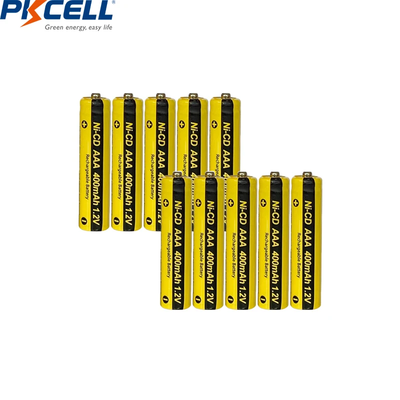 

10PC PKCELL 1.2V NI-CD AAA Rechargeable Battery 400mAh Powered with Button Top Solar lights toys batteries