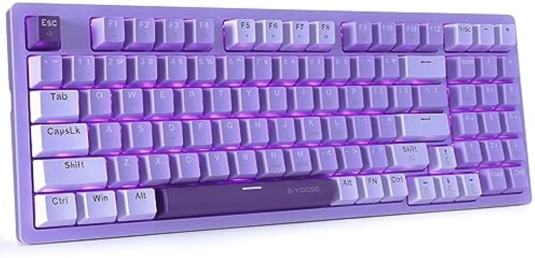 Mechanical Gaming Keyboard USB Wired Compact Number Purple Led Red Switch Detachable Type C Cable 94 Keys for PC/Computer/Laptop