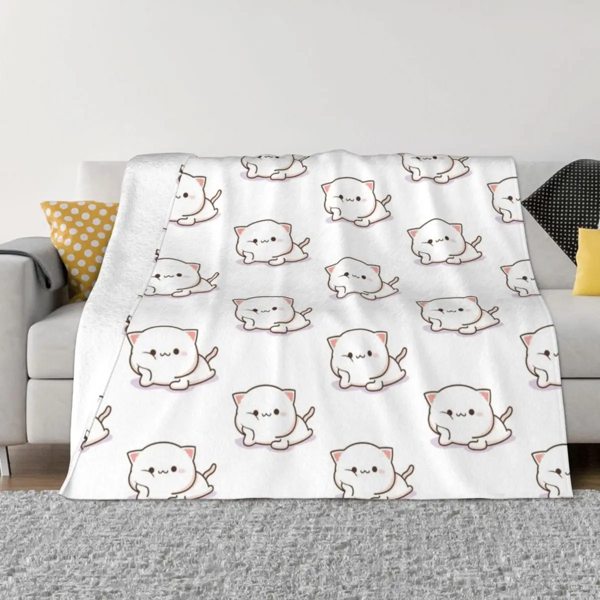 

Peach And Goma Mochi Cat Posing Blankets Velvet All Season Portable Soft Throw Blanket for Sofa Office Bedspreads