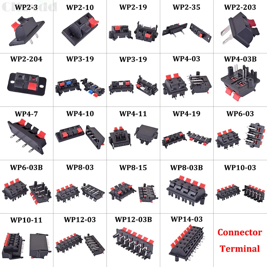 

Cltgxdd 1pcs 2 3 4 6 8 10 12 14 Positions Connector Terminal Push In Jack Load Spring Audio Speaker Terminals Plug Socket Clip