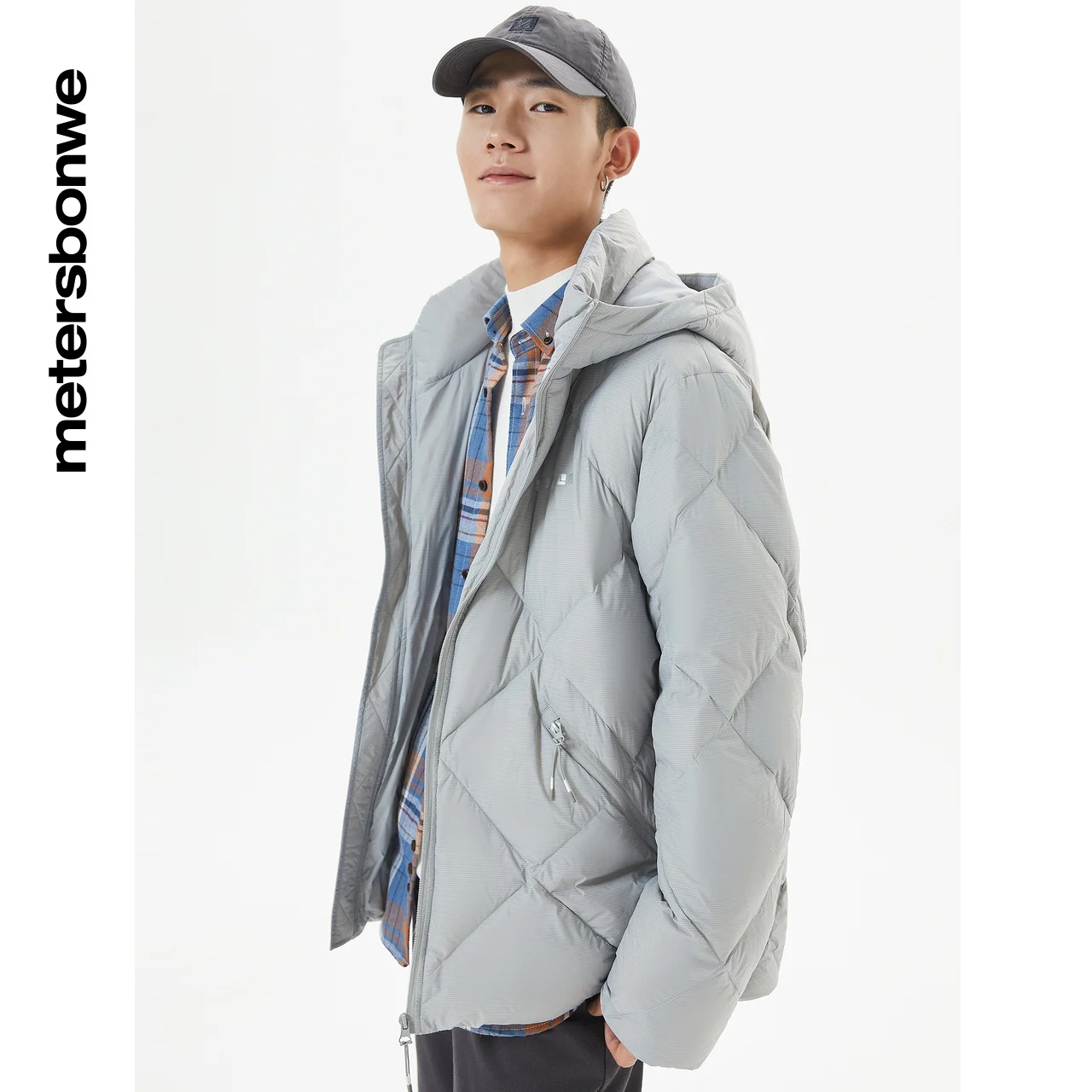 Metersbonwe Men Graphene Fabric Hodies Down Jacket 90%Duck Down Solid Color Warm Wear With Hooded  Winter Down Coats