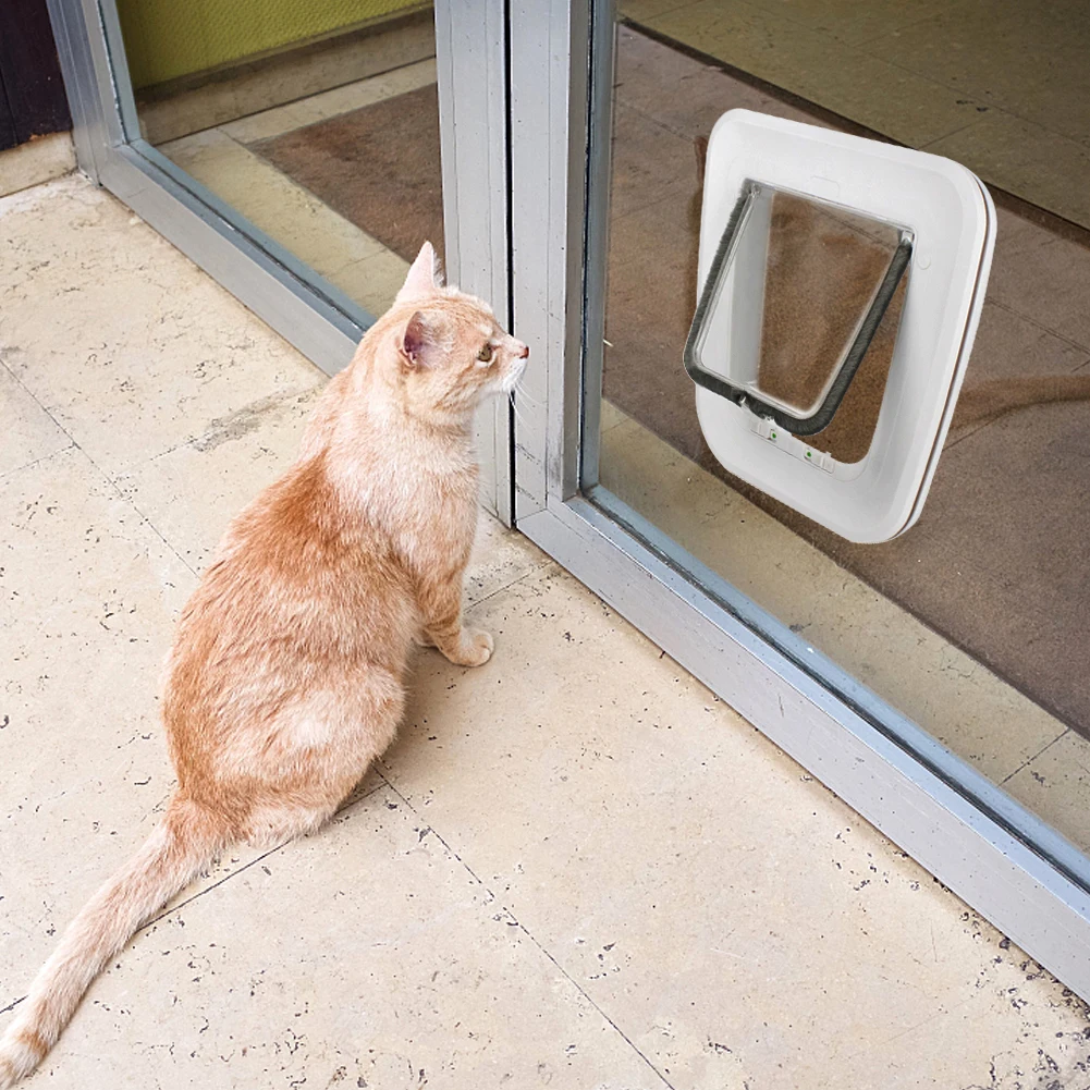 

Dog Cat Flap Door with 4 Way Locking Security Lock Flap Gate Weatherproof for Dogs Cats Pet Puppy Kitten Gates Doors