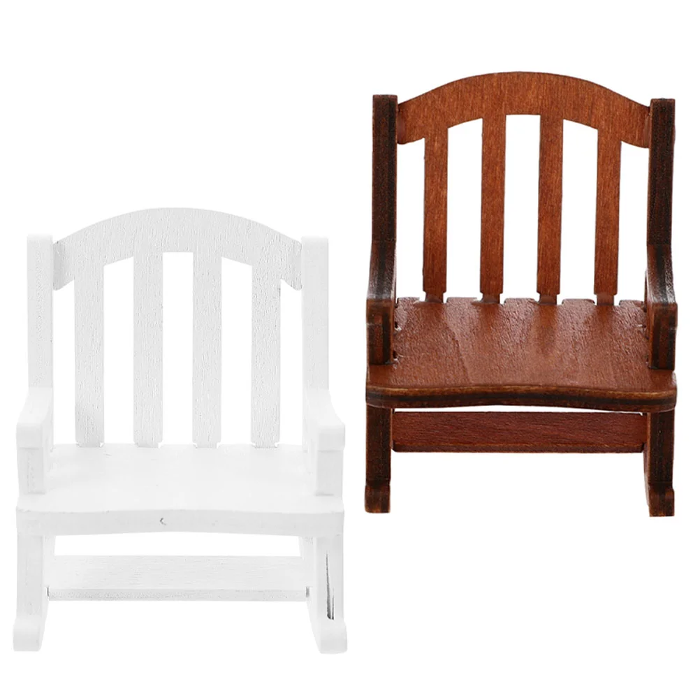 

2 Pcs Children House Adorn Furniture Miniature Supplies Desktop Accessories Decorate Rocking-chair