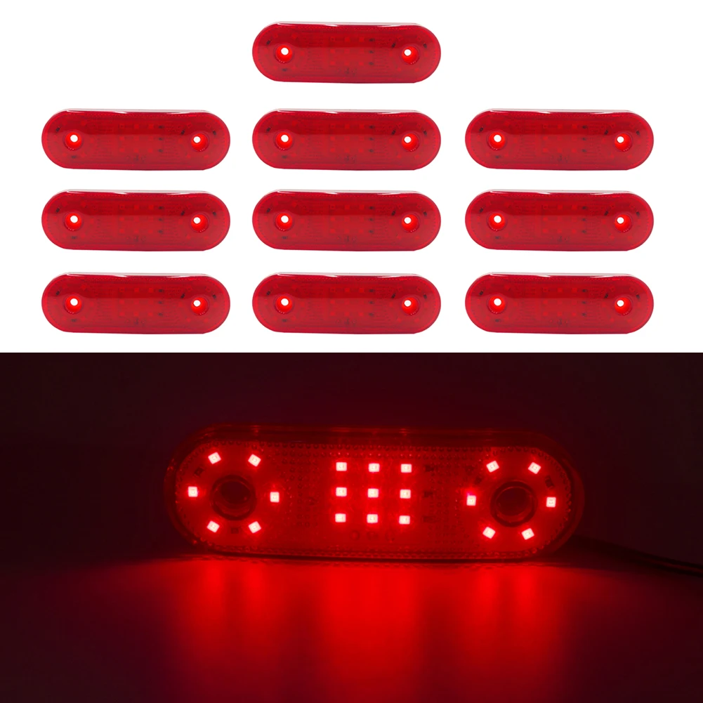 

10PCS 12V 24V 21LED Side Marker Lights Warning Tail Light Auto Car External Lights Trailer Truck Lorry Orange White Red