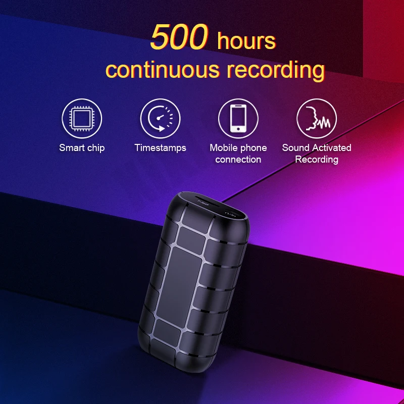 

Mini Voice Activated Recorder 500 hours Digital Recording Device Professional Sound Dictaphone Audio Micro Record Portable Small