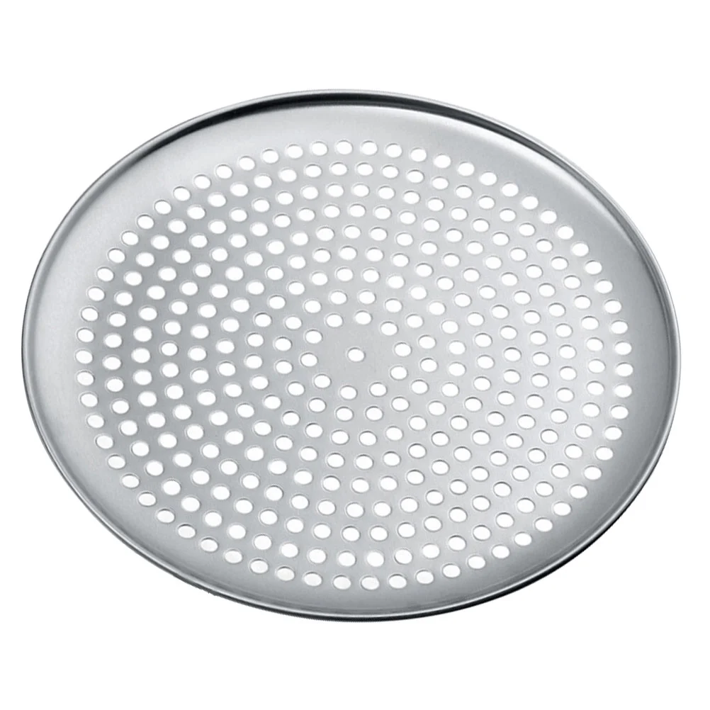 

Pizza Pan Tray Baking Oven Round Steel Crisper Plate Non Stick Holes Pans Stainless Nonstick Perforated Serving Bakeware Cooking