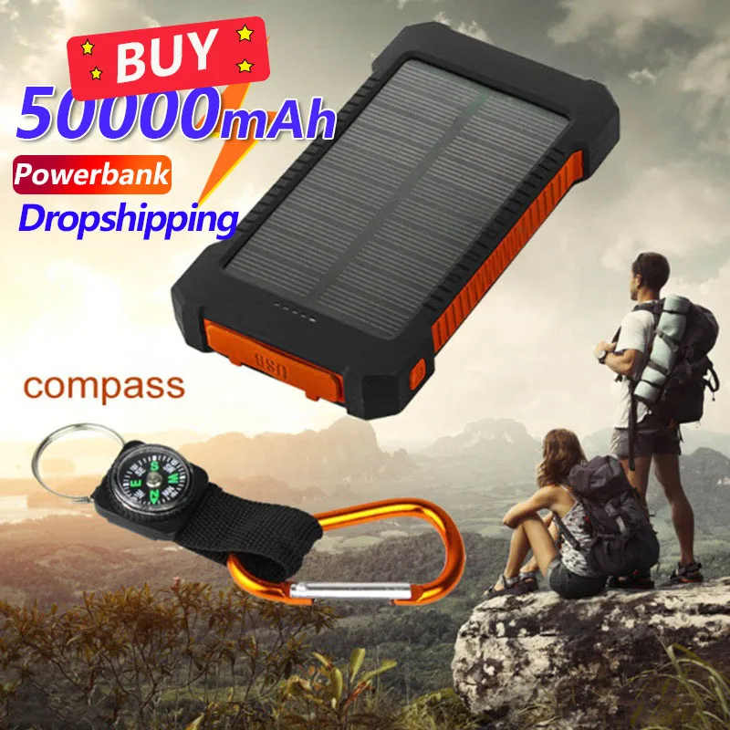 

Solar Power Bank 50000mAh Large Capacity Portable Mobile Phone Charger LED Outdoor Travel External Battery for Xiaomi Samsung