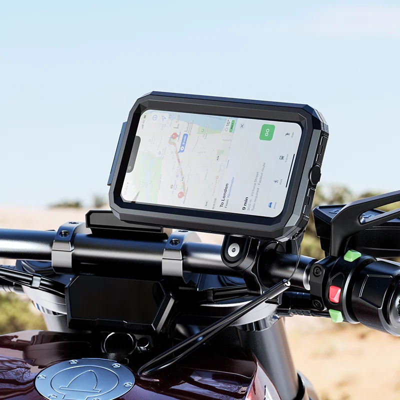 waterproof moto phone holder motorcycle bike handlebar mount for 4 7 6 8 inch smartphone cycling support stand with touch screen free global shipping
