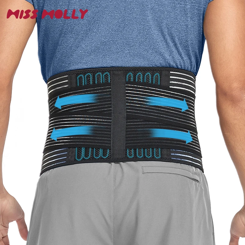 Double Compression Neoprene Back Brace For Lower Back Pain Men Posture Corrector Black Lumbar Support Belt Breathable Waist Belt