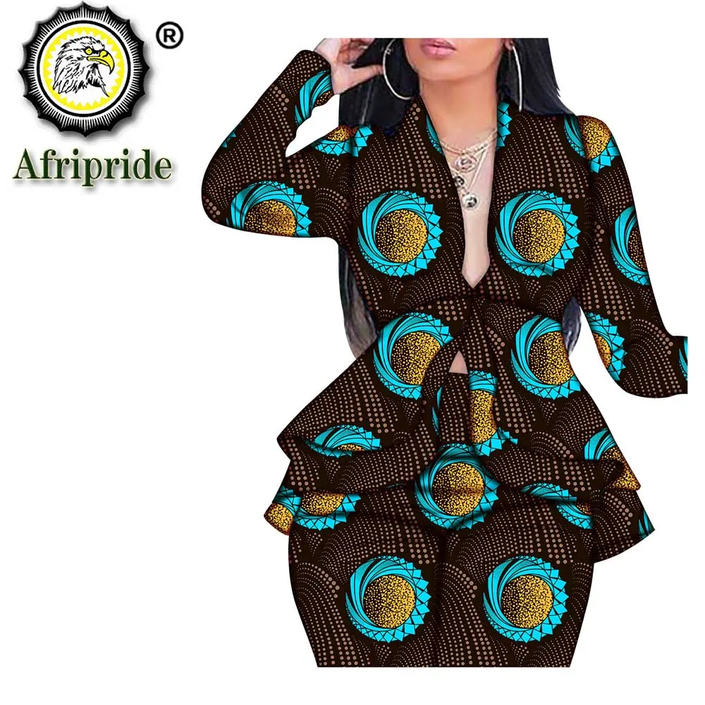 African Suits for Women Ankara Printed Sexy Long Jacket and Ankara Pants 2 Piece Outfits Floral Outwear Wax Attire S2026023