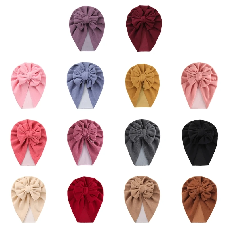 

Bow Knot Baby Beanie Hat Infant Girl Turban Caps Universal Size for Head Accesso P31B