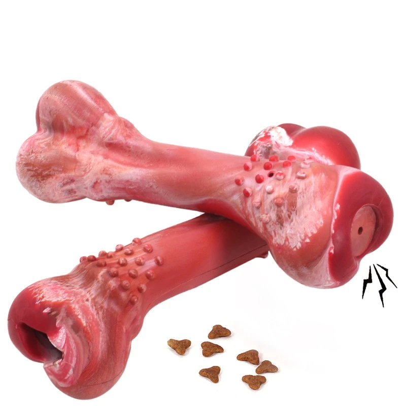 

Milk Flavor Rubber Dog Bone Chew Toy Interactive Bite Resistant Dog Chews Toys Sounding Artificial Bone Dogs Toy