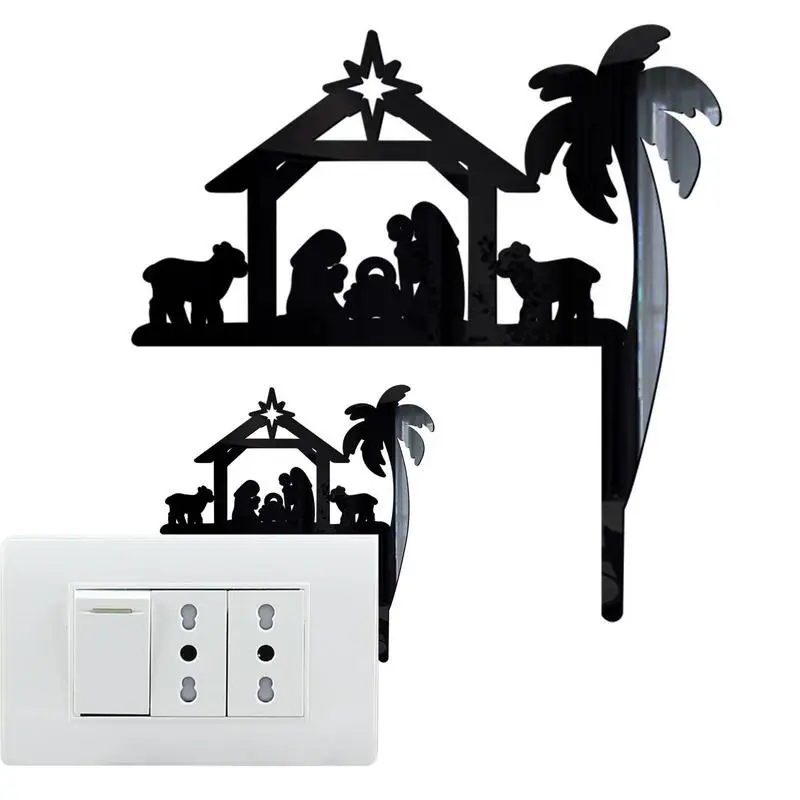 

Christmas Switch Stickers Elks And Santa Acrylic Mirror Sticker Christmas Light Switch Window Decor Door Corner Decor Door Frame